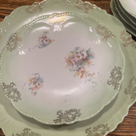 Antique Imperial Austria China Porcelain LUNCHEON SET 6 Plates + LG SERVING PL - Picture 6 of 13